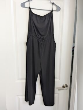 Express Black Spaghetti-Strap Jumpsuit with Drawstring Waist